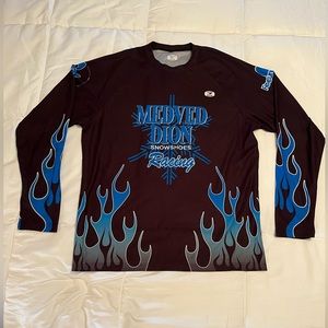 SUGOI/men’s LS athletic shirt, M/M, black, blue & white *